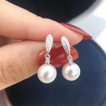 

DIY Pearl Stud Earrings Holder S925 Sterling Silver Earrings Settings Women DIY Earrings Jewelry Findings