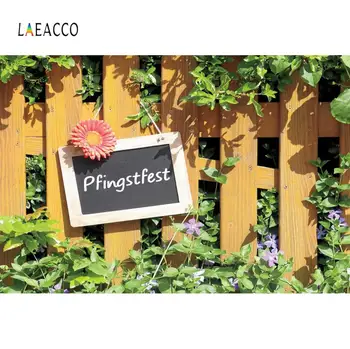 

Laeacco Photographic Backdrops Springs Fence Flowers Grass Leaves Decor Customize For Photography Backgrounds For Photo Studio