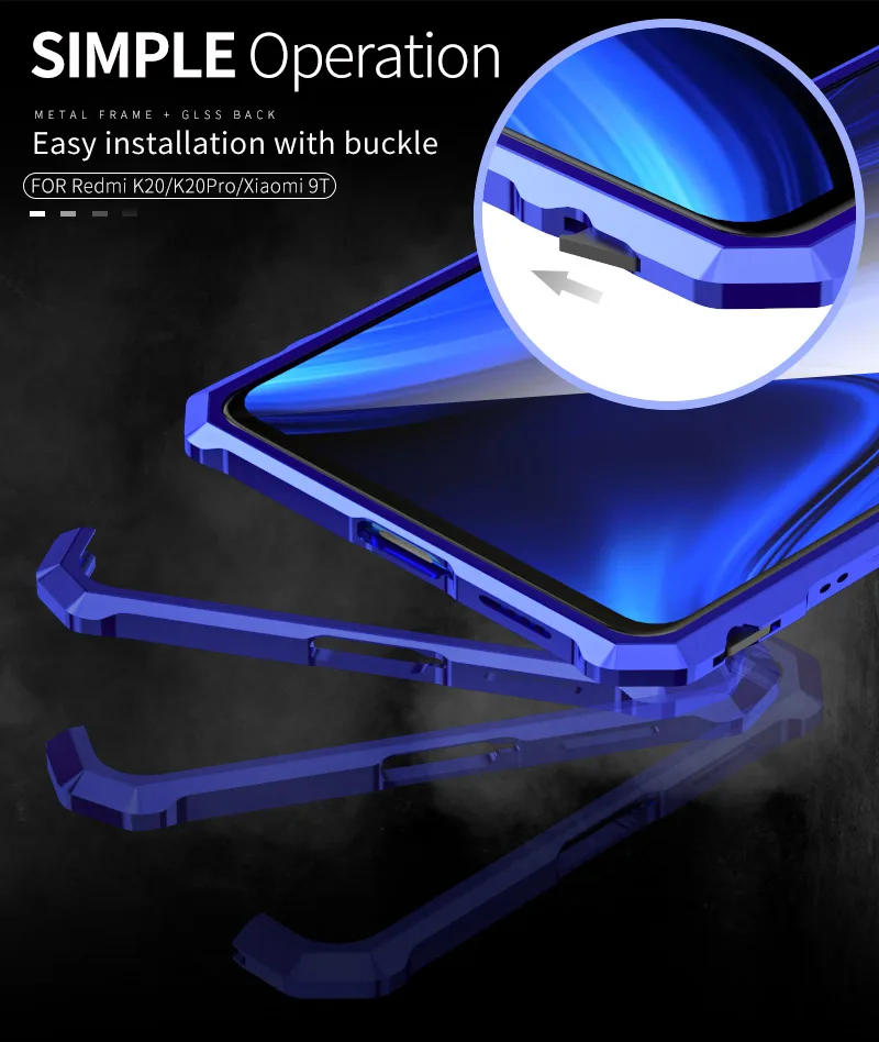 Для Xiao mi Red mi K20 Pro Case mi 9T металлический бампер алюминиевая рамка со стеклянной задней крышкой чехол для Xiaomi mi 9T Red mi K20 Pro