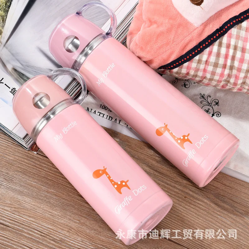 

New Style Creative Cartoon Stainless Steel Insulated Glass Portable Outdoor Students Gift Sports Bottle