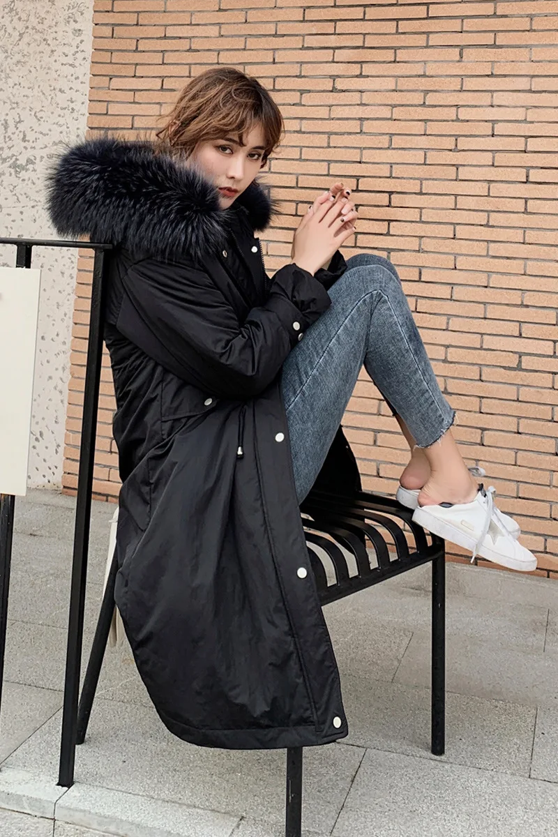 

2019 New Style down Jacket Cotton-padded Clothes Women's Korean-style Mid-length Loose-Fit Waist Hugging Parka Trench Coat Cotto