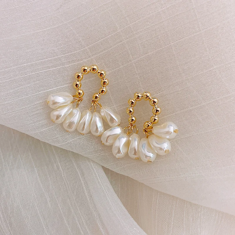 Pearl Earrings Pendant Earrings South Korea New Fashion Baroque Pearl Earrings Temperament Personality Versatile Pendant Earrings Elegant Jewelry For Women