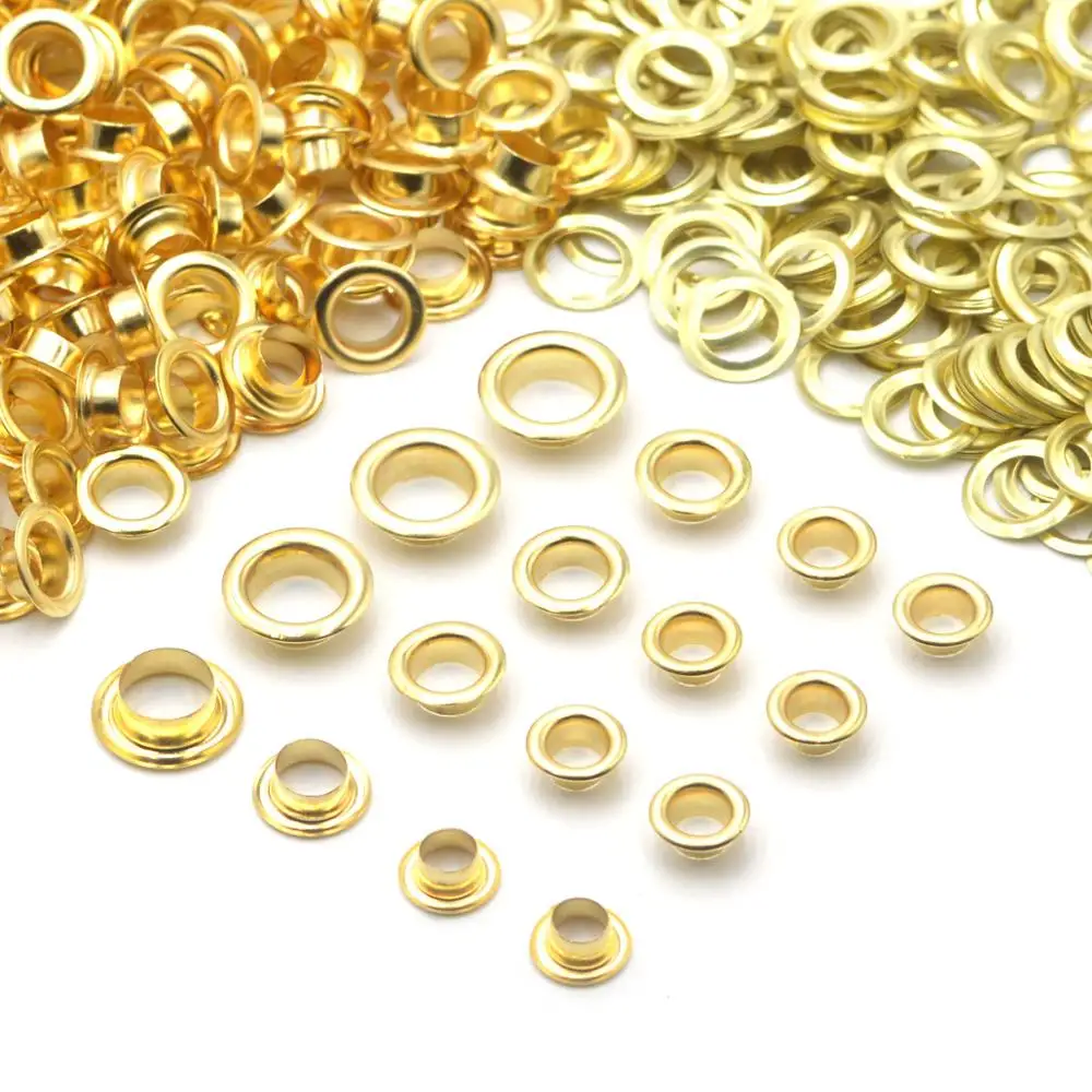Eyelet Grommet Ring Kit Eyelet Grommet Ring Grommet Eyelet Kit Screw Back Eyelets 100sets Brass Material Gold 5mm 6mm 8mm Grommet Eyelet With Washer for Leather Craft Shoes Belt Cap Bag Diy Supplies