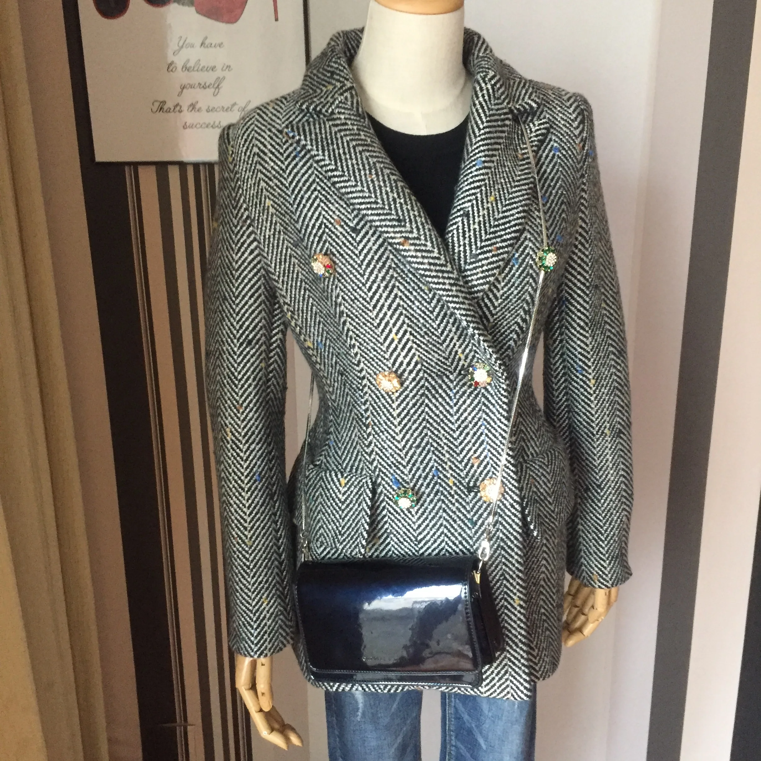 women wool blazer double breasted office suit jacket designer blazer women blazers and jackets pockets work wear suit outwear