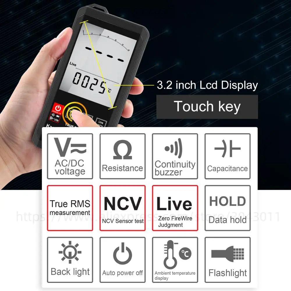 Цифровой мультиметр Smart Touch DC аналоговая панель True RMS автоматический тестер