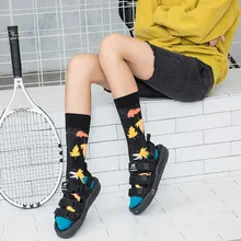 Носки рождественские носки calcetinesWomen тренд печать яркие цветные носки в трубке повседневные хлопковые носки женски