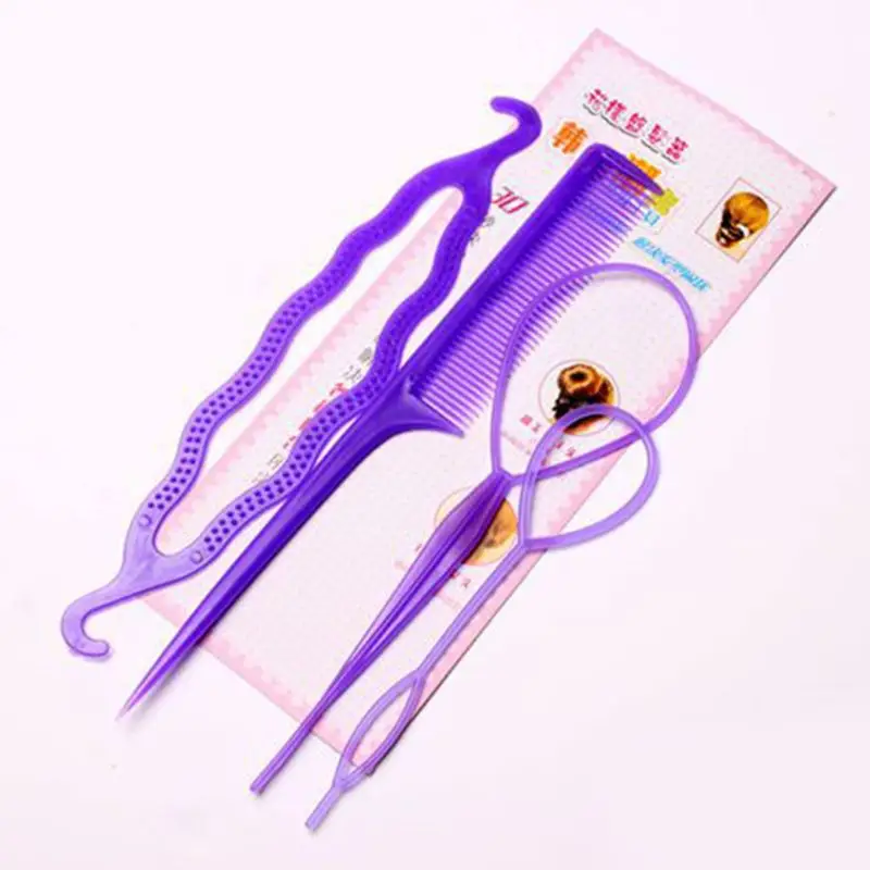 

4 Pcs/Set Hair Styling Clip Bun Donut Twist Braid Ponytail Maker DIY Comb Tools