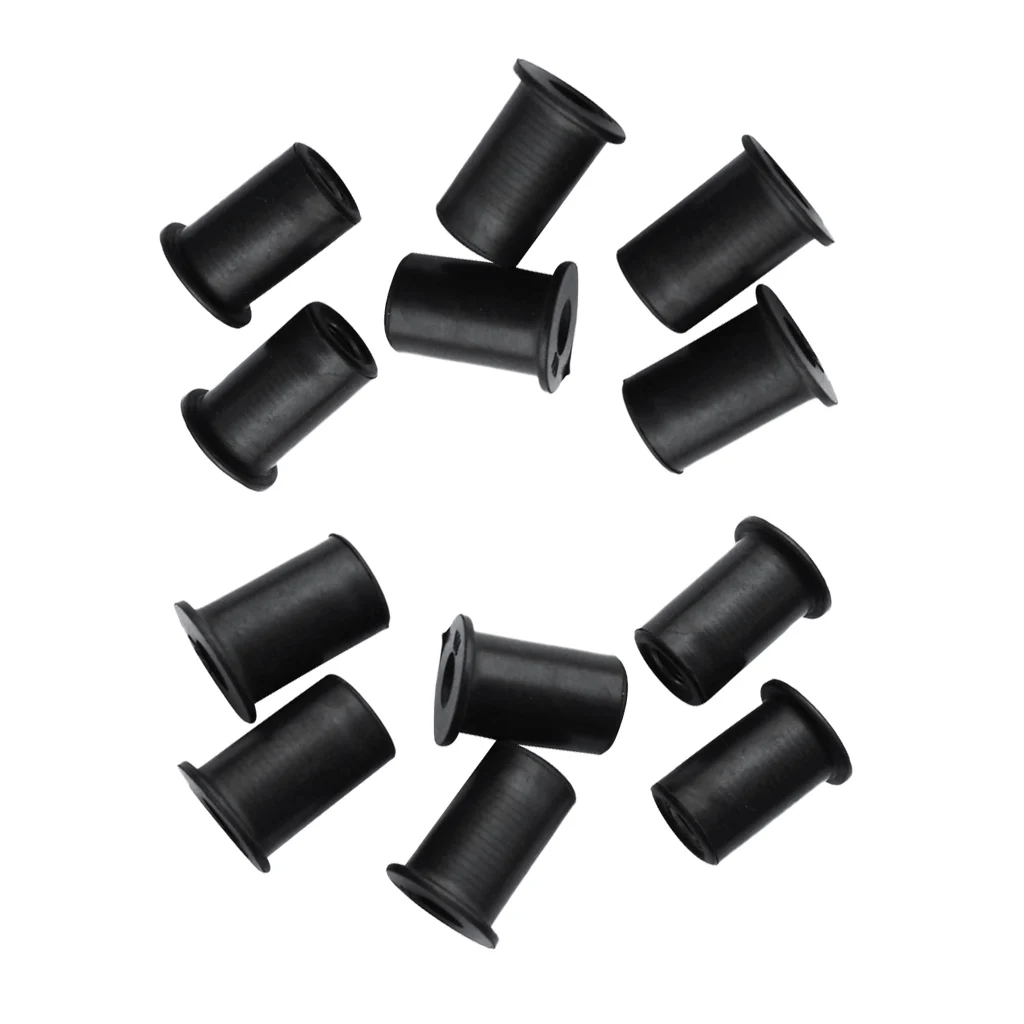 12 Pieces Kayak M6 6mm Metric Rubber Well Nuts Mounting Accessories for Marine Boat Canoe