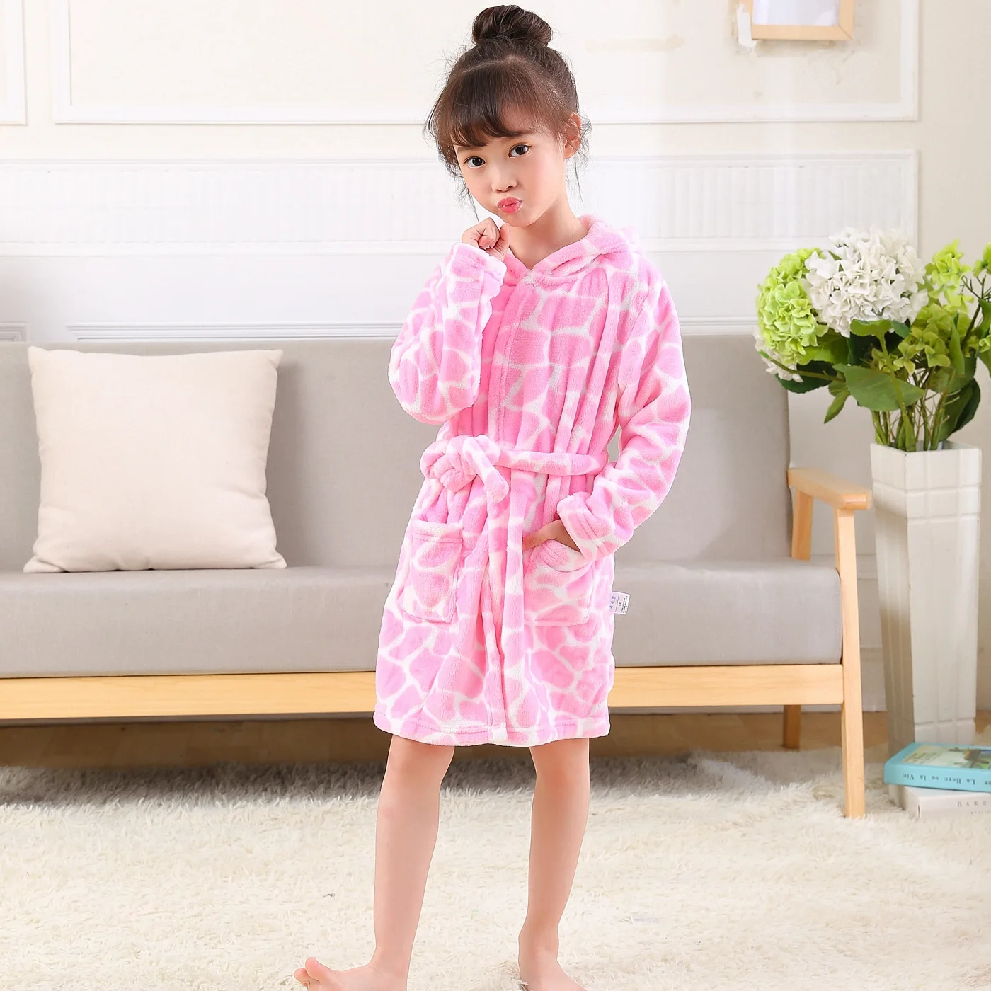 Owl Animal Hooded Bath Robe Towel Soft Flannel Plush Children Pajamas 2t-5t 