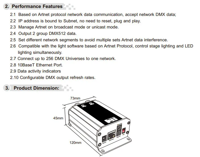Быстрая DC12V ArtNet-конвертер DMX; Artnet-DMX-2; ArtNet вход; DMX 1024 каналов Выход 512* 2CH каналов
