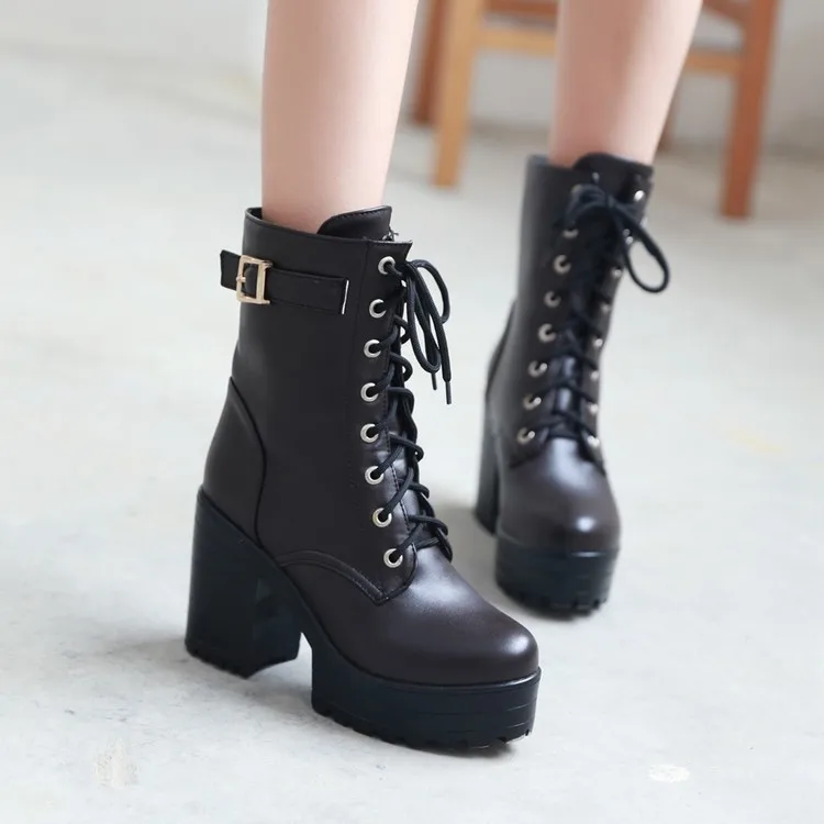 

Women Ankle Boots plus size 42 43 Autumn Martin Women High Heels Boots Platform Ladies Pumps Boots Shoes botas mujer invierno
