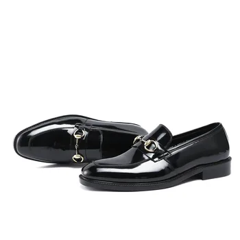 

Men's Leather Shoes Business Formal Wear Men Shoes Oxfords Pointed Toe Patent Cowhide Shoes Comfortable Leather Wedding Shoes