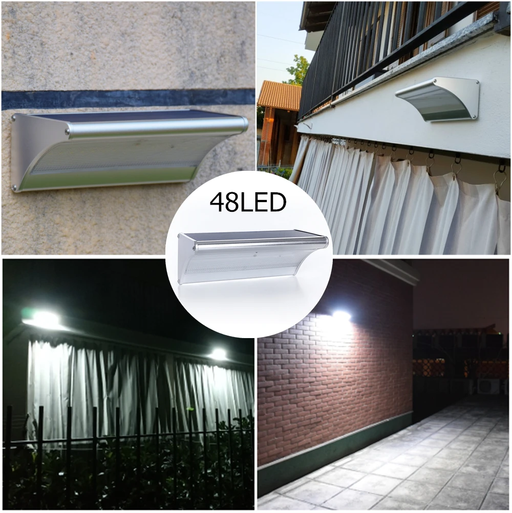 Jardim ao ar Livre do Diodo Emissor de Luz Sensor de Movimento Movido a Energia Solar do Diodo Emissor de Luz de Alumínio Lâmpada de Parede Solar Radar 24 e 48 e 60 de Alumínio Arc shaped à Prova d' Água 11 light solar