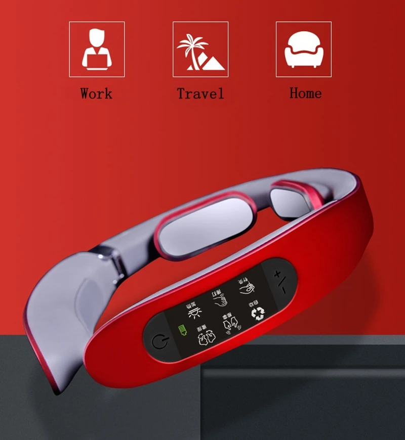  New Intelligent Hot Compress Cervical Massager Folding Portable Pulse Neck Massager Multi-function 