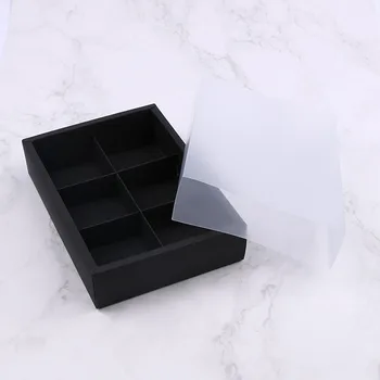 

Black Paper Cake Box Packaging with Frosted PVC Lid DIY Wedding Gift Favor Boxes Party Candy Box
