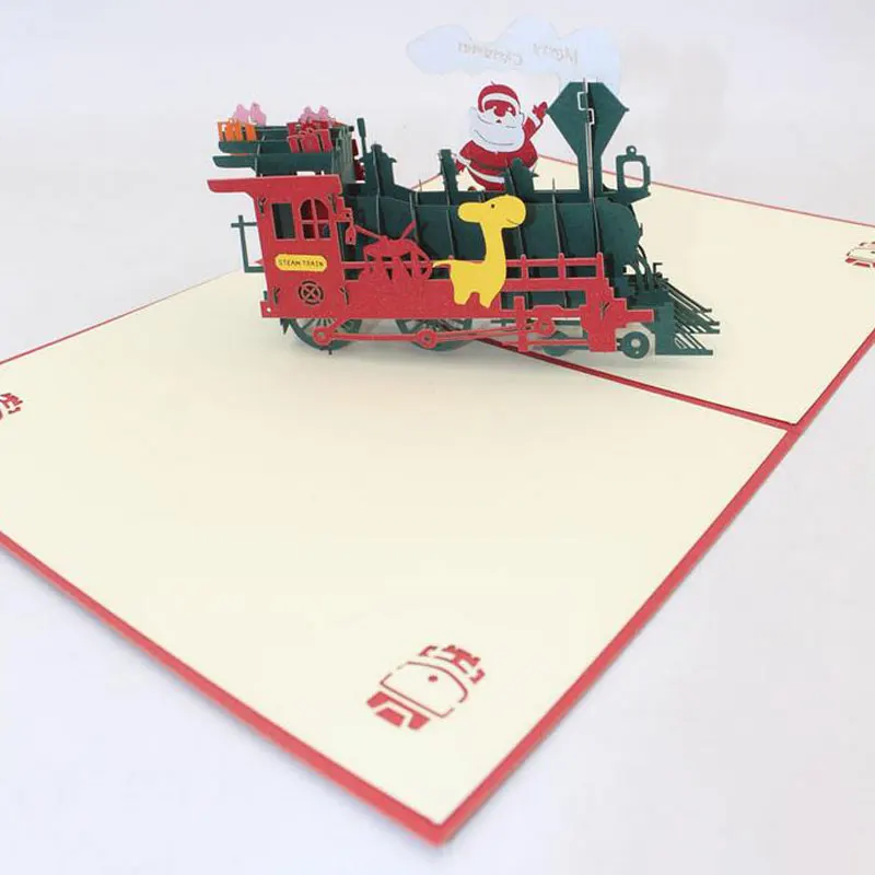 3D всплывающие поздравительные открытки поезд с днем рождения спасибо Хэллоуин Рождество Открытка Подарок