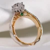 Huitan-Anillo de cristal de zirconio de 6 garras para mujer, joyería de boda, diseño único de dos tonos, anillo de compromiso femenino elegante ► Foto 1/6