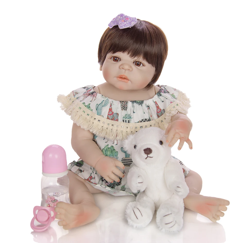 Гладкая белая виниловая кожа силиконовые куклы Reborn Baby 55 см реалистичные очаровательные bebe девушка в моде детская одежда детская игрушка для ванной подарок