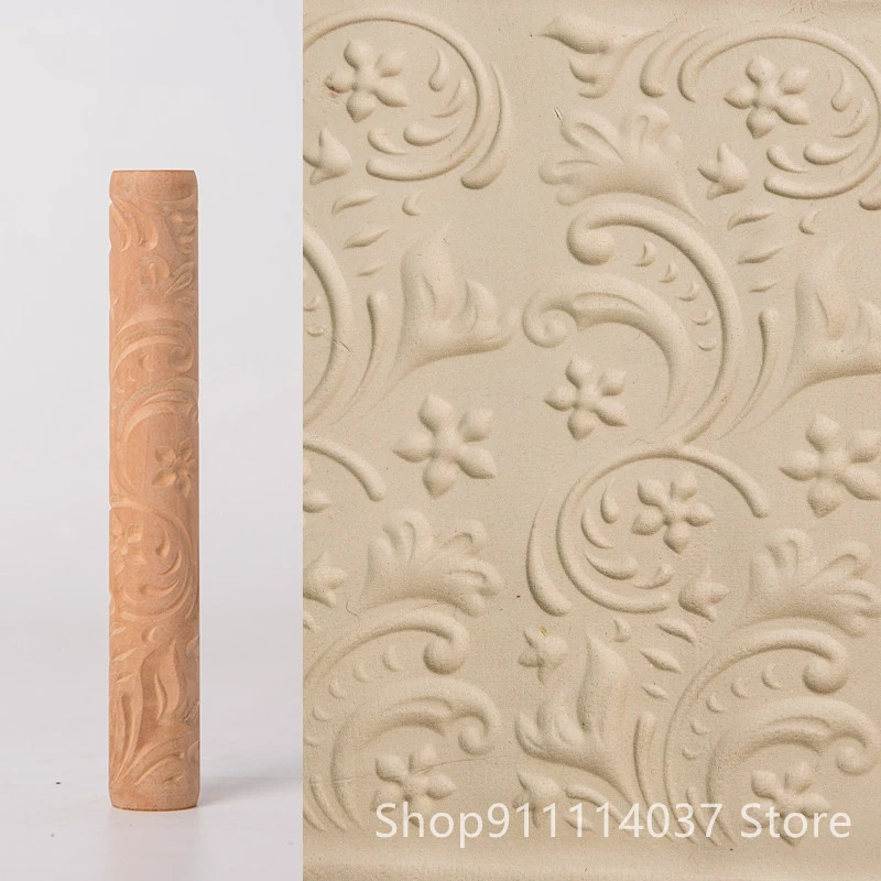 BIlinli Legno Argilla Texture Mattarello Goffratura Modello Rullo di Argilla polimerica Strumenti di Ceramica 