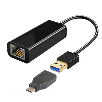 

Ethernet LAN Network Adapter USB 3.0 to RJ45 Gigabit 1000 Mbps Network Card with Type C OTG Adapter for PC