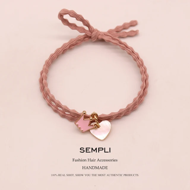 Sempli Pink Color Solid Elastic Hair Bands Love Dog Headband Women Animal Rubber Band Lady Letters Hair Accessories Scrunchie Heart