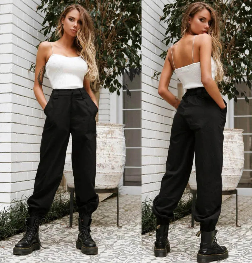 Women's Cargo Pants Elastic High 