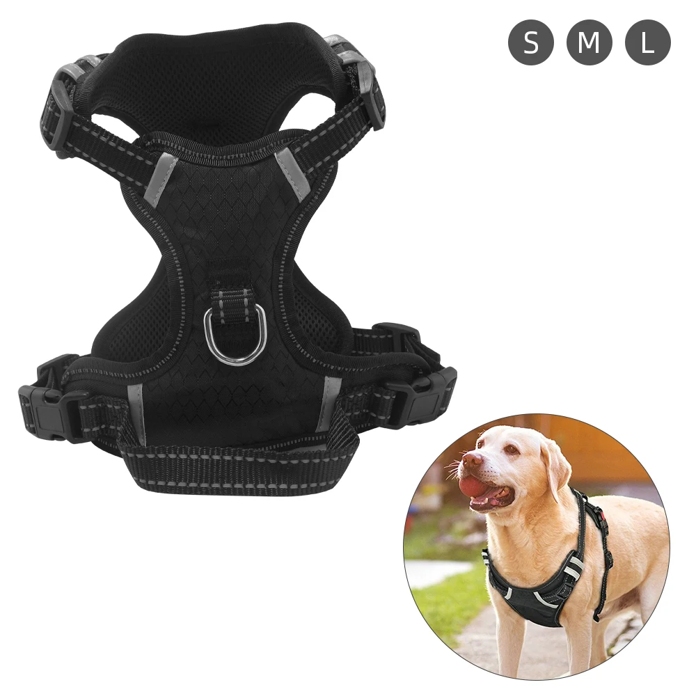 

New 2019 Dog Cat Harness Pet Adjustable Reflective Vest Walking Lead Leash for Puppy Nylon Mesh Harness for Small Medium Dog S/M
