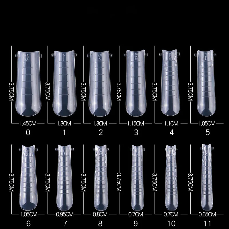 120Pcs Dual Forms Poly Nail Gel Quick Building Mold Tips Clear Finger Extension Nail Art UV Coffin & Nail Ballerina Tips Mold &*
