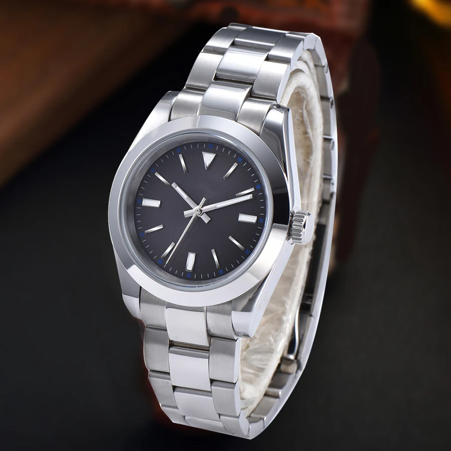 

Men's New 316L 39mm Watch Men black Face Dial Luminous Pointer Stainless Steel Bracelet Automatic Movement 01