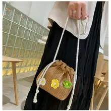 Соломенная сумка женские цветочные сумочки модная ротанговая сумка-мешок через плечо сумка для дам ручной работы Тканые Пляжные богемные сумки-мессенджеры