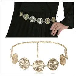 Модные женские роскошные ремни для монет для женщин дизайнерский Золотой цепной ремень на талию для платья Женский Золотой Серебряный