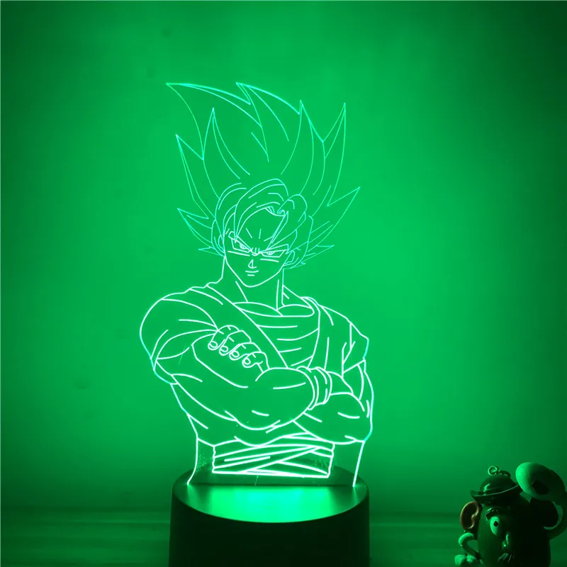 3D светодиодный ночной Светильник аниме Dragon Ball Z Goku Super Saiyan Ver. Фигурка 7 цветов Сенсорная Оптическая иллюзия Модель настольной лампы