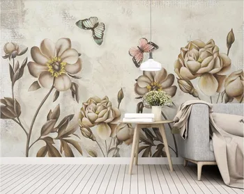 

CJSIR Custom Wallpaper European Retro Vintage Watercolor Rose Oil Painting TV Background Living Room Bedroom 3d Wallpaper