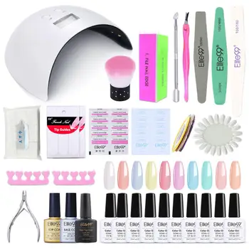 

Elite99 Nail Art Manicure Set 24W LED Lamp Nail Dryer 13pcs UV Gel Nail Polish Matte Top Coat Sanding Files Nail Art Tools Kit