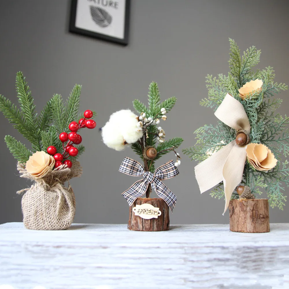

Mini Christmas Tree Artificial Xmas Tree Tabletop Festival Miniature Tree Festival Ornaments Gift Home Decorations #T1P