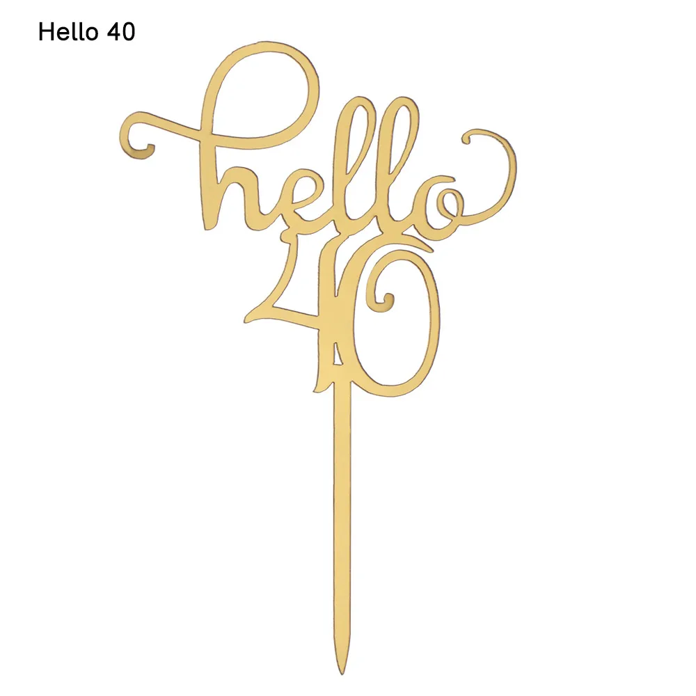 Glitter Gold Hello 21 Cake Topper 21st 30 40 50 60th Birthday