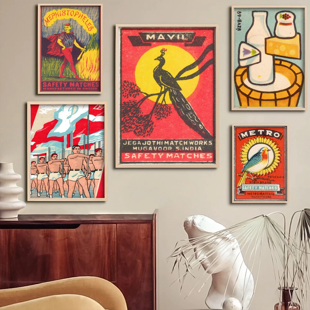 Mavil Matchbox Print India Wall Art Vintage India Art Matchbox Wall