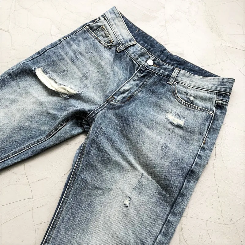 Высококачественные джинсы Dtstressed с застежкой на лодыжке Kanye, узкие винтажные синие байкерские джинсы, уличная одежда