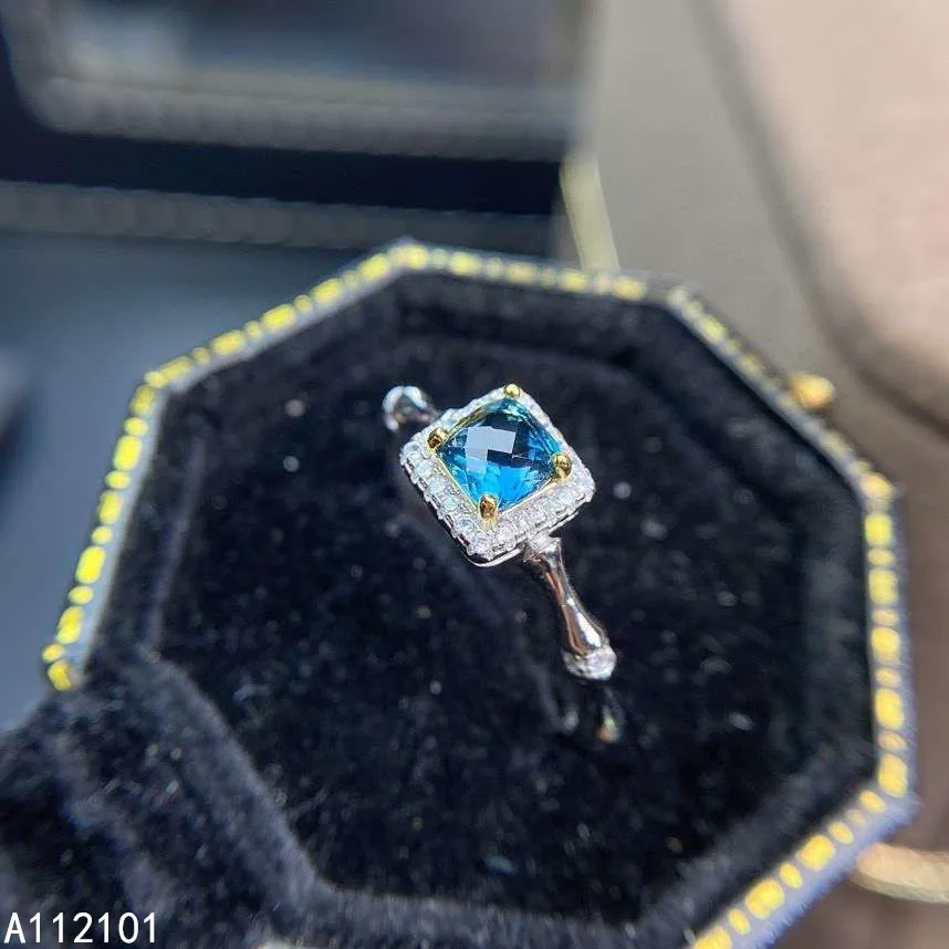 

KJJEAXCMY fine jewelry S925 sterling silver inlaid natural blue topaz girl elegant ring Gift Birthday Party Wedding New Year