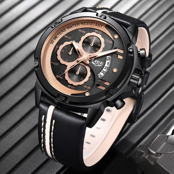 

Mens Watches LIGE Top Brand Luxury Men's Military Sports Watch Men Casual Leather Waterproof Quartz Watch Relogio Masculino 2019
