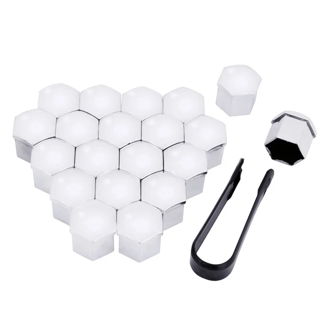 20pcs 17mm 19mm Wheel Nut Bolt Head Cover Cap Protective Bolt Caps Exterior Decoration Protecting Bolt Rims Screws Plugs silvery