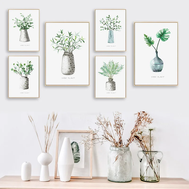 

Plant Leaves Canvas Poster Abstract Wall Art Print Minimalist Painting Nordic Style Decoration Picture Modern Living Room