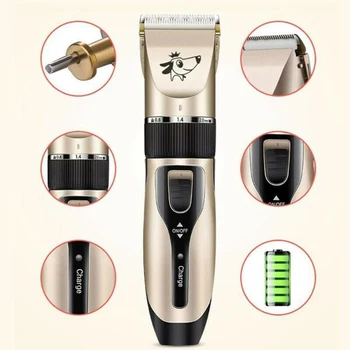 

Pet Dog Cat Grooming Cutter Pet Hair Cutter Trimmer Groomer Shaver Razor Quiet Combs USB Data Cable Cleaning Brush