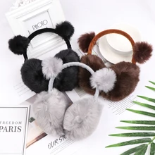 Новые женские зимние теплые плюшевые наушники с искусственным кроличьим мехом для девочек; милые утепленные хлопковые наушники с героями мультфильмов для защиты ушей