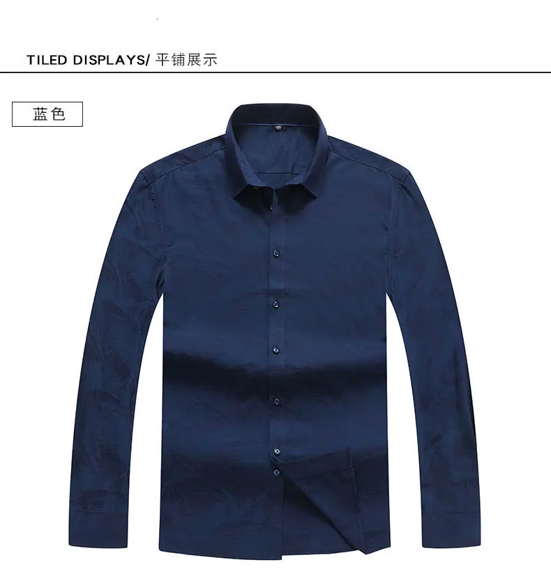 6XL 8XL 5XL Mens Long Sleeve Print Oxford Dress Shirt with Left Chest Pocket Male Casual Regular-fit Tops Button Down Shirts