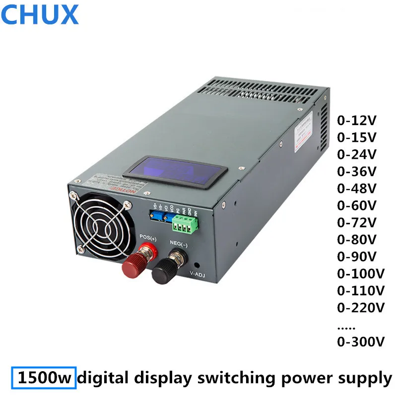 Chux 1500W Alimentatore Switching 12V 15V 24V 36V 48V 60V 72V 80V 90V 100V 110V 220V 300V Display Regolabile Alimentatori Acdc