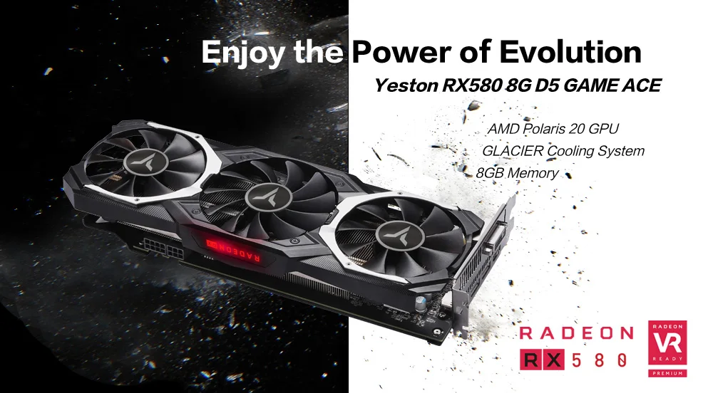 Yeston Radeon RX 580 GPU 8 ГБ GDDR5 256 бит игровой настольный компьютер ПК видеокарты Поддержка DVI/HDMI PCI-E X16 3,0