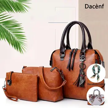 

New Ladies Handbags Women Composite Bags Female PU Leather Shoulder Messenger Bags Tote 4pcs/Set Hand Bag High Quality