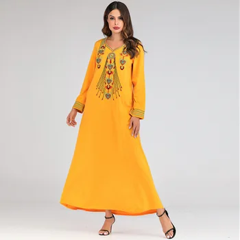 Embroidered Long Sleeves Maxi Dress