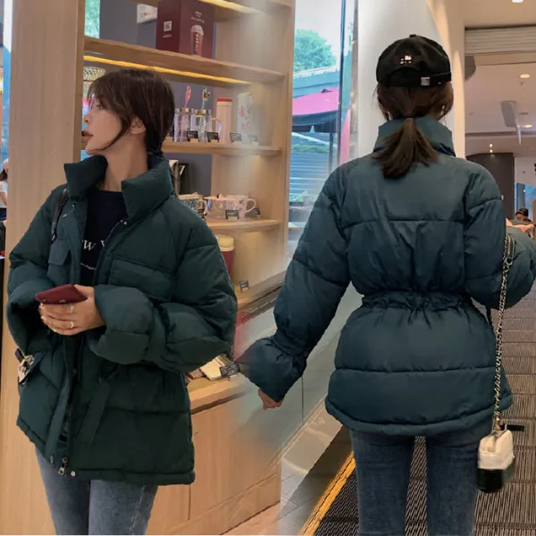 

Photo Shoot 2019 Winter New Style Fashion Drawstring Waist Hugging Short down Jacket Cotton-padded Clothes Women's Elegant down